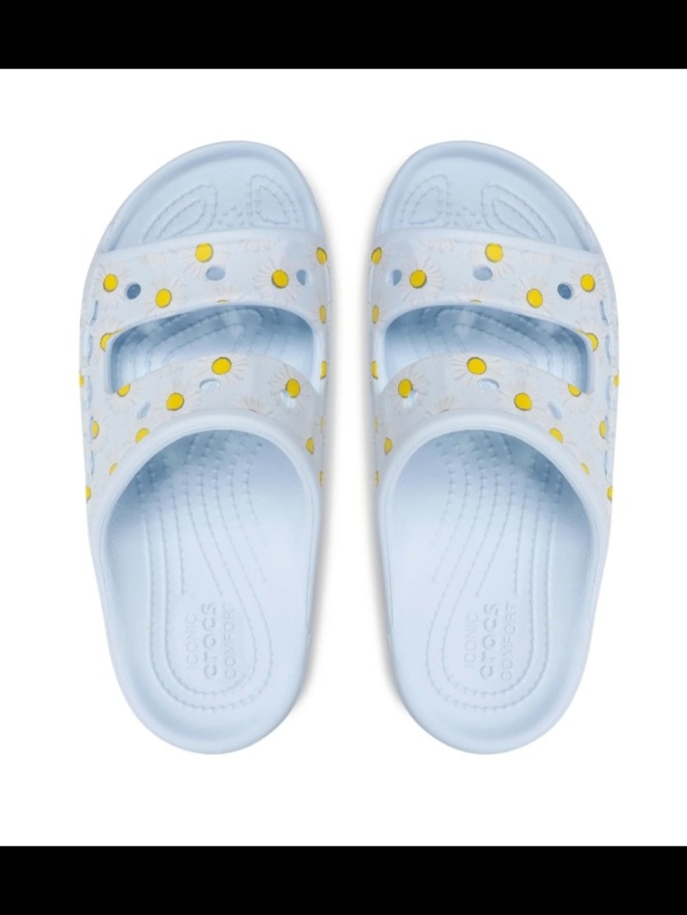 CROCS Light Blue Slide Sandals with Yellow Polka Dots WOMENS 7